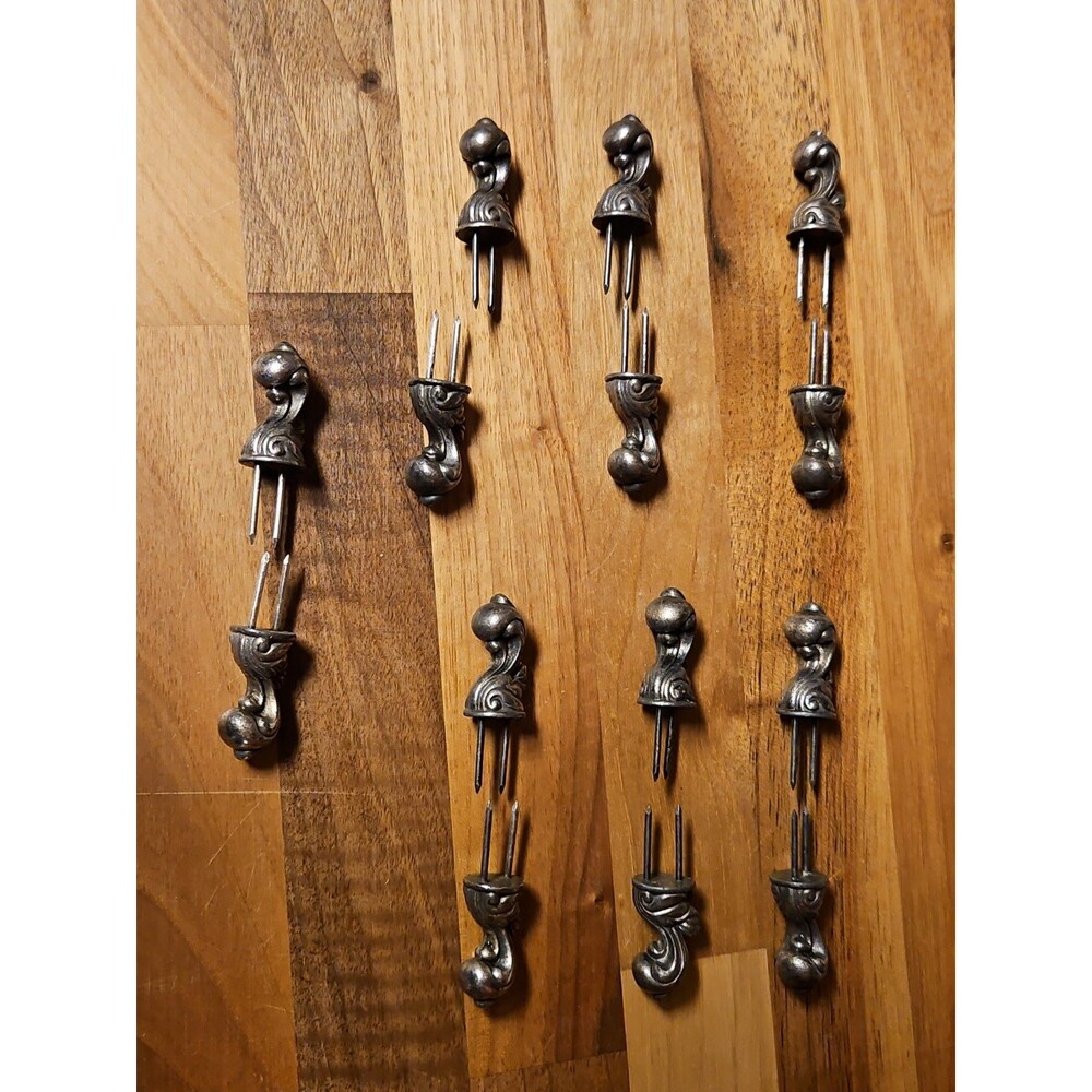 7 Pairs Vintage Victorian Style Ornate Scroll Corn Holders Heavy Metal Pewter?